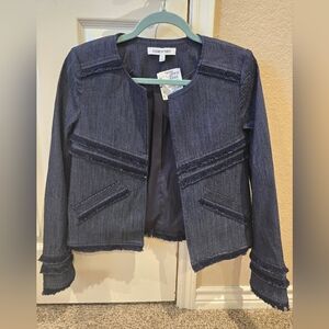NWT Elizabeth And James Denim Fringe Jacket Small $465